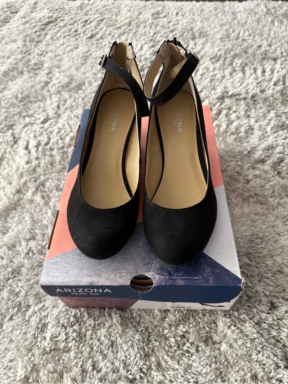 Arizona Jean Company Black Ankle-Strap Round-Toe Heels